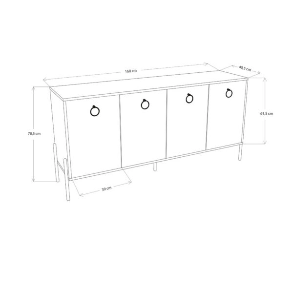 Μπουφές Twely  μελαμίνης καρυδί-μαύρο 160x40,5x79εκ