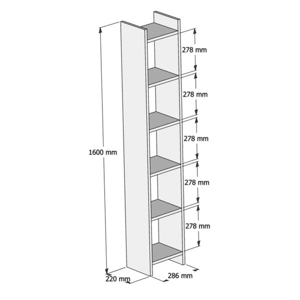 Βιβλιοθήκη Darco  μελαμίνης oak-λευκό 28.6x22x160εκ