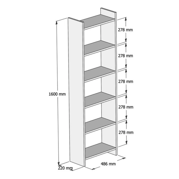 Βιβλιοθήκη Darco  μελαμίνης oak-λευκό 48.6x22x160εκ