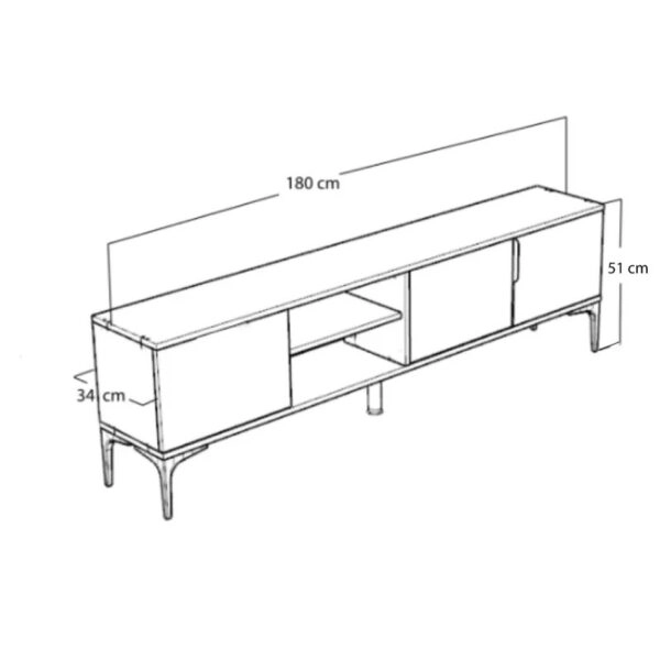 Έπιπλο τηλεόρασης Kowel  μελαμίνης λευκό-oak 180x34x51εκ