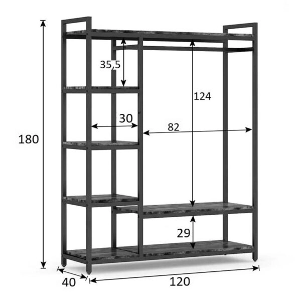 Έπιπλο εισόδου Moel  καρυδί-μαύρο 120x40x180εκ