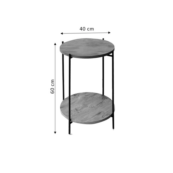 Βοηθητικό τραπέζι Tsouki  oak-μαύρο Φ40x60εκ