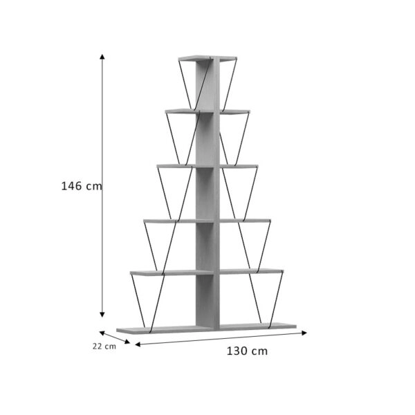 Βιβλιοθήκη mini Tars  ανθρακί-μαύρο 130x22x146εκ