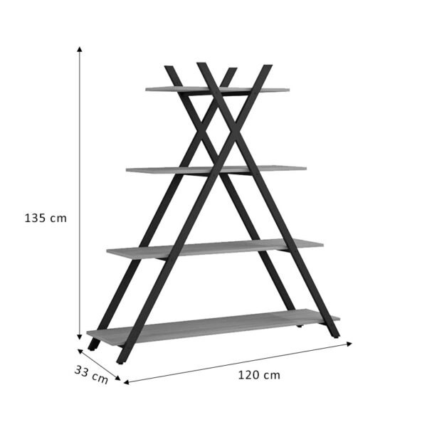 Βιβλιοθήκη Tree  μαύρο-φυσικό 120x33x135εκ