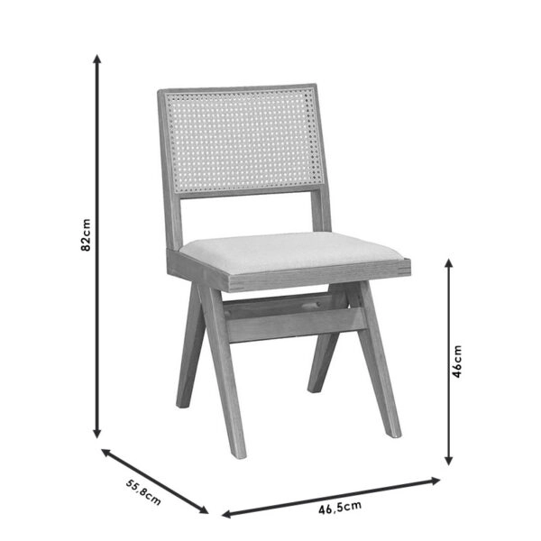 Καρέκλα Winslow  ξύλο rubberwood ανοικτό καρυδί-pvc rattan φυσικό-ύφασμα γκρι