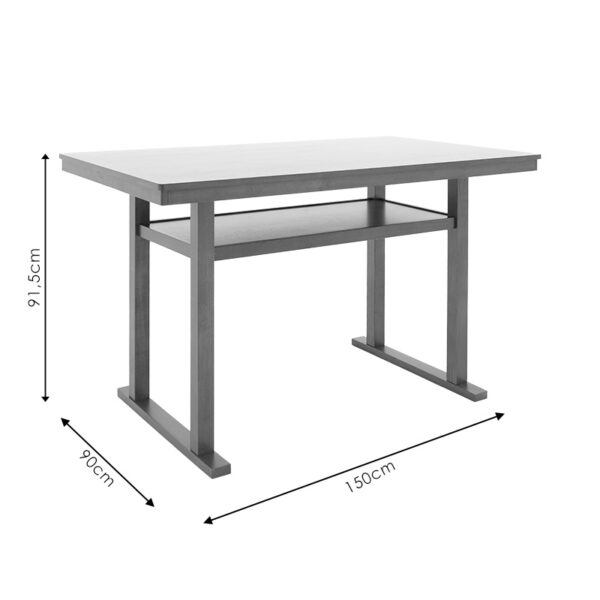 Τραπέζι μπαρ Tenor  φυσικό ξύλο rubberwood-ΜDF καρυδί 150x90x91.5εκ