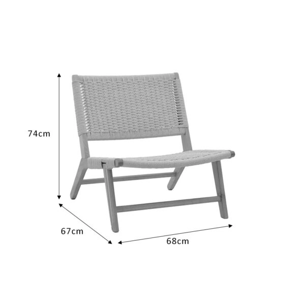 Πολυθρόνα Filippo  ξύλο οξιάς φυσικό-έδρα χρώμα φυσικό σχοινί 68x72x74εκ