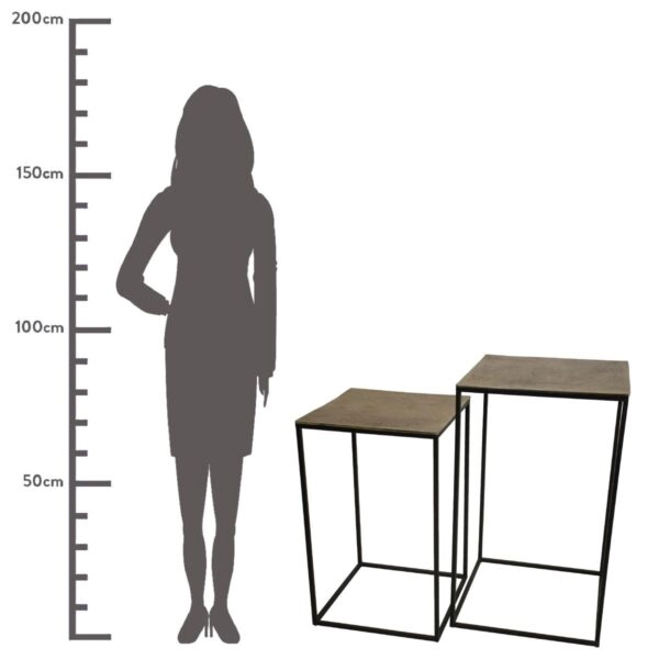 Τραπεζάκι  Χρυσό Αλουμίνιο 45x45x70cm Σετ 2Τμχ