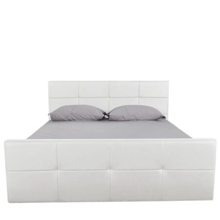 Κρεβάτι ArteLibre ANEMONE Λευκό PU Με Αποθηκευτικό Χώρο 217.5x170.5x100cm (Στρώμα 160x200cm)