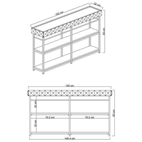 Κονσόλα PWF-0629  ανθρακί-χρυσό 152x32x83εκ