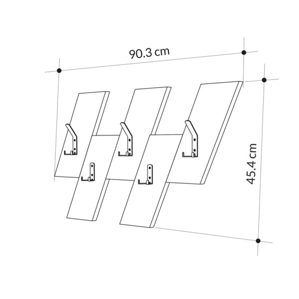 Κρεμάστρα τοίχου Livy  oak-γκρι μελαμίνης 75.2x1.8x45.3εκ