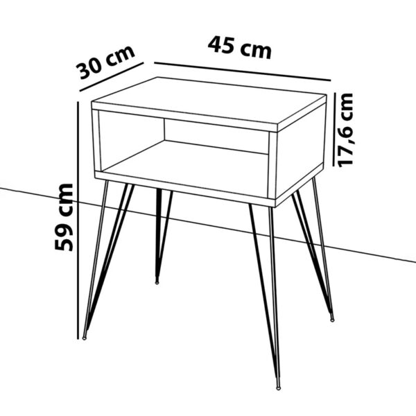 Κομοδίνο Naida  γκρι μαρμάρου μελαμίνης 45x30x59εκ