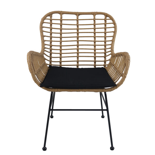 Καρέκλα Κήπου  ABUDIUS Φυσικό/Μαύρο Μέταλλο/Rattan 60x60x85cm