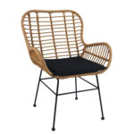 Καρέκλα Κήπου  ABUDIUS Φυσικό/Μαύρο Μέταλλο/Rattan 60x60x85cm