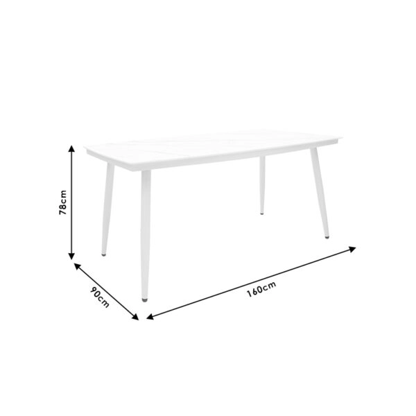 Τραπέζι Zeren  μέταλλο λευκό-γυαλί 160x90x78εκ