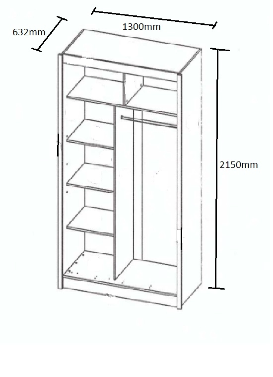 Ντουλάπα Δίφυλλη Ilona Sonoma 130x61x215εκ MDF