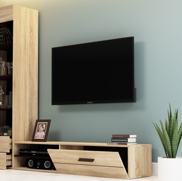 Έπιπλο TV Solo 163x41x38cm Sonoma με Wenge και MDF Καμπυλωτό τελείωμα στις πόρτες