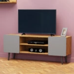 Έπιπλο TV ARKTOS 130x30x51cm Καρυδί-Γκρί