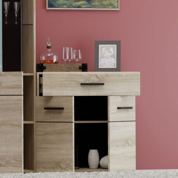 Μπουφές Solo 80x34x74cm Sonoma με Wenge και MDF Καμπυλωτό τελείωμα στις πόρτες