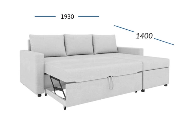 Concept Γωνιακός Καναπές Κρεβάτι με Αναστρέψιμη Γωνία & Αποθηκευτικό Χώρο Γκρι 218x153x80cm