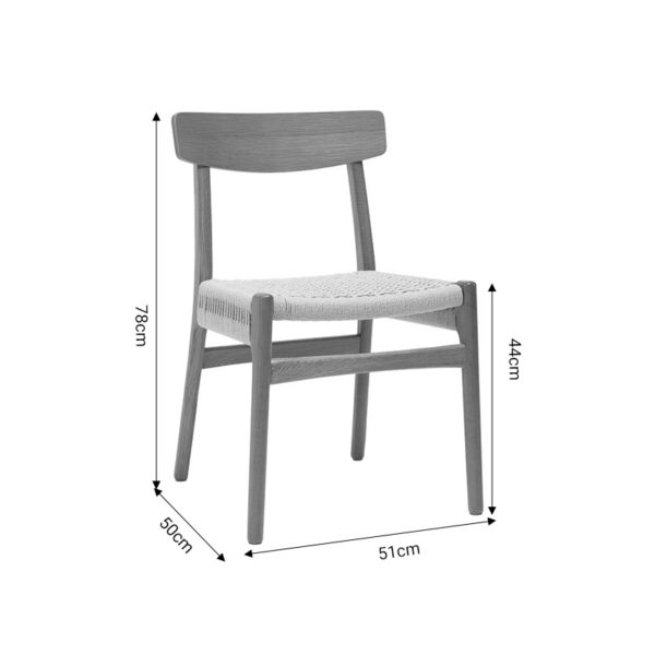 Καρέκλα Safal  oak δρυς ξύλο-έδρα εκρού σχοινί 51x50x78εκ