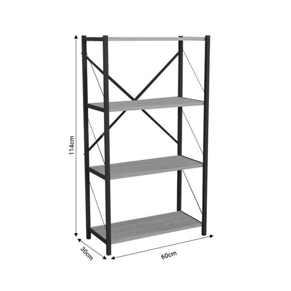 Βιβλιοθήκη Jackrey  oak μελαμίνης-μαύρο μέταλλο 60x30x114εκ