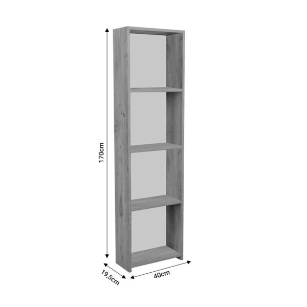 Βιβλιοθήκη Courtnai  ανθρακί-λευκό μελαμίνης 40x19.5x170εκ