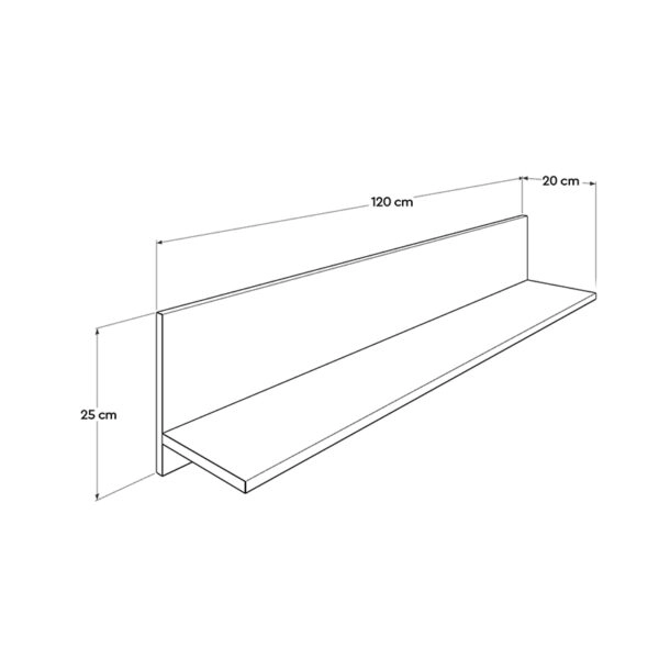 Ραφιέρα τοίχου μελαμίνης Flat  σε χρώμα sonoma 120x20x25εκ.