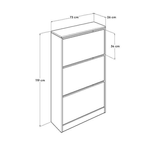 Παπουτσοθήκη μελαμίνης Flat Duo  18 ζεύγων σε χρώμα λευκό 73x26x119εκ.