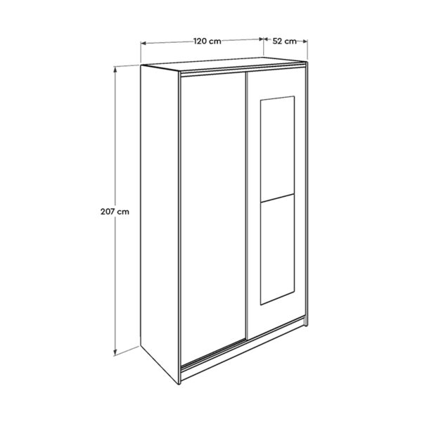 Ντουλάπα ρούχων Slide  συρόμενη με καθρέφτη σε χρώμα sonoma 120x52x207εκ.