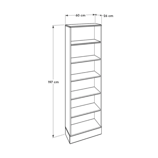 Βιβλιοθήκη μελαμίνης Base  χρώμα oak - λευκό 60x26x197εκ.