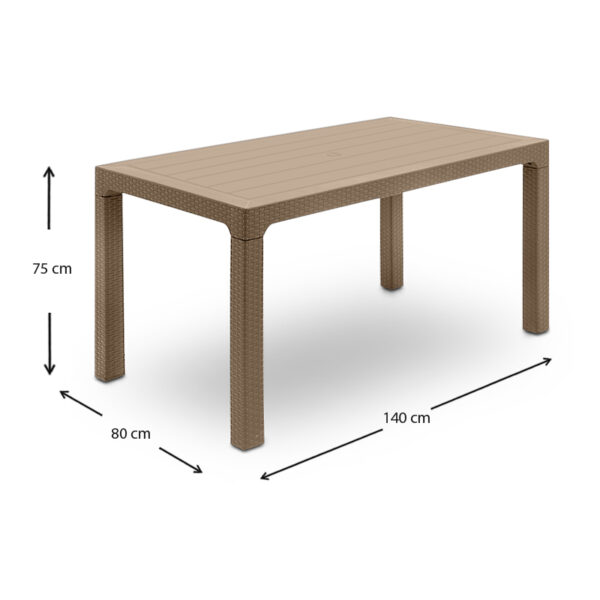 Τραπέζι κήπου Arizona  από PP χρώμα κρεμ 140x80x75εκ.