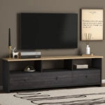 Έπιπλο τηλεόρασης Sole  από μελαμίνη χρώμα industrial grey - oak 150x32x47εκ.