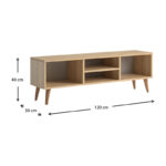 Έπιπλο τηλεόρασης Loren  από μελαμίνη χρώμα oak 120x30x40εκ.