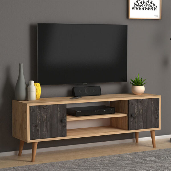 Έπιπλο τηλεόρασης Parma  από μελαμίνη χρώμα industrial grey - oak 120x30x40εκ.