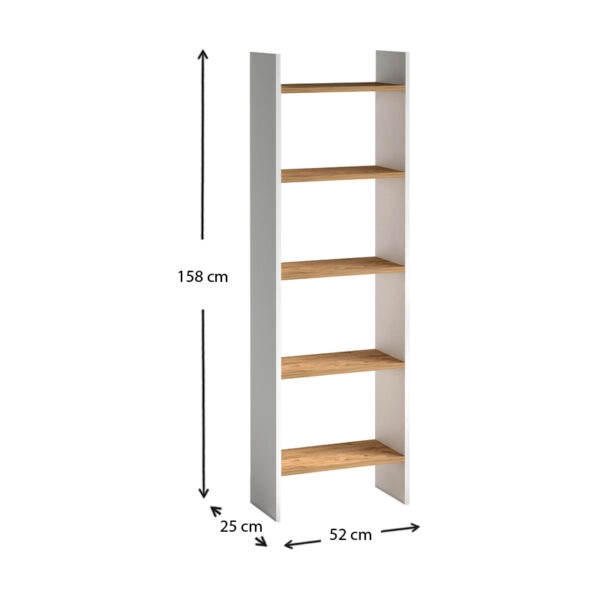 Βιβλιοθήκη μελαμίνης Flora  χρώμα white pine 52x25x158εκ.