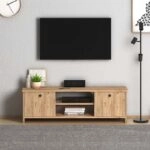 Έπιπλο τηλεόρασης Cube  από μελαμίνη χρώμα pine 120x30x40εκ.