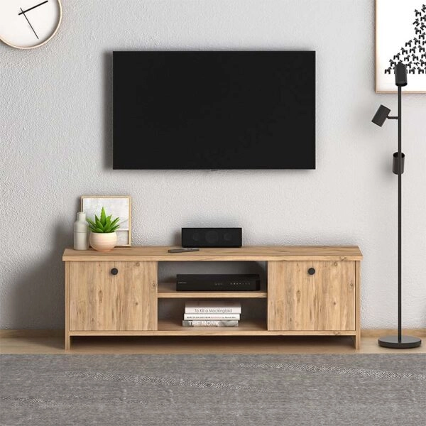 Έπιπλο τηλεόρασης Cube  από μελαμίνη χρώμα pine 120x30x40εκ.