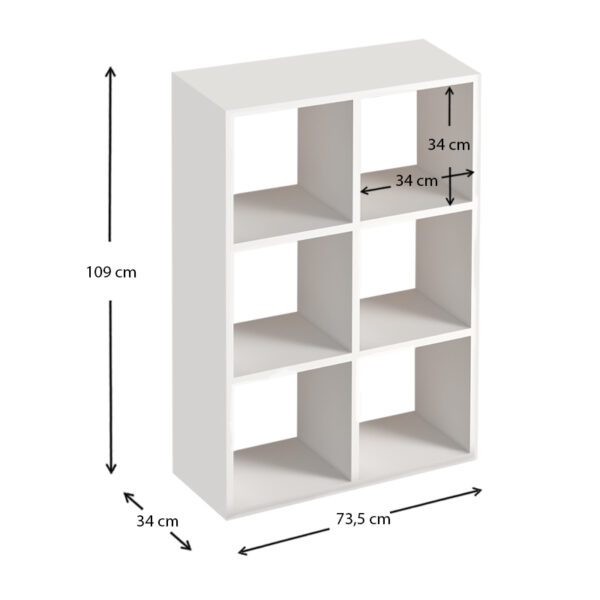 Βιβλιοθήκη Cube  από μελαμίνη χρώμα λευκό 73,5x34x109εκ.