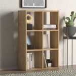 Βιβλιοθήκη Cube  από μελαμίνη χρώμα oak 73,5x34x109εκ.