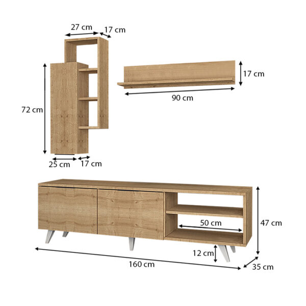 Σύνθεση τηλεόρασης Zen  από μελαμίνη χρώμα sonoma 160x35x47εκ.