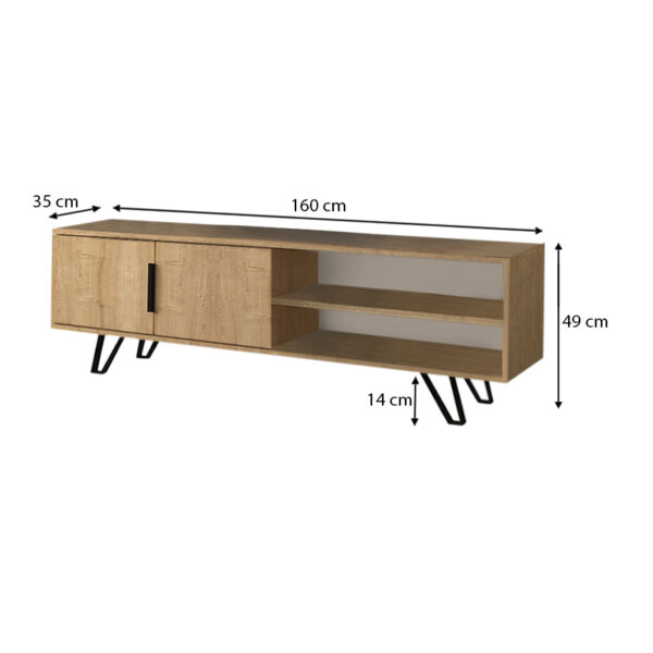 Έπιπλο τηλεόρασης Foot  από μελαμίνη χρώμα sonoma 160x35x49εκ.