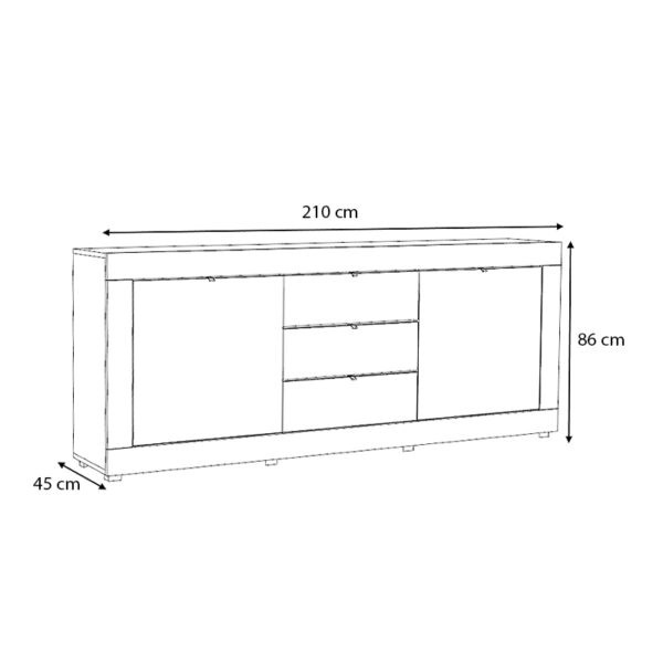 Μπουφές μελαμίνης Ocean  χρώμα λευκό 210x45x86εκ.