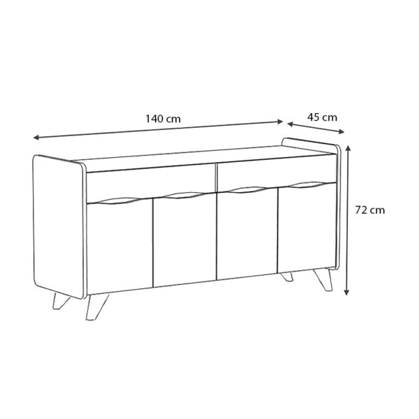 Μπουφές μελαμίνης Sila  χρώμα λευκό 140x45x72εκ.