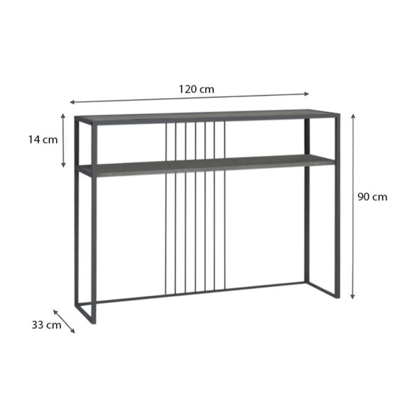 Κονσόλα Kary  μεταλλική - μελαμίνης χρώμα γκρι σκυροδέματος 120x33x90εκ.