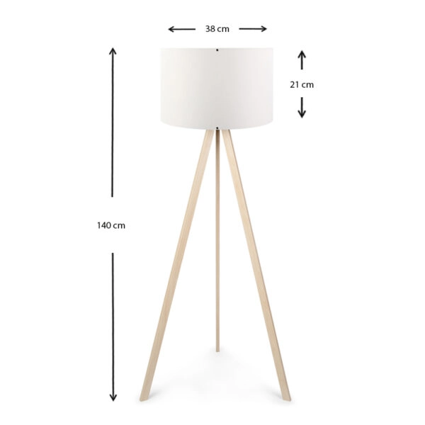 Φωτιστικό δαπέδου Rosling  Mdf/ύφασμα Pvc χρώμα φυσικό/λευκό 38x21x140εκ.