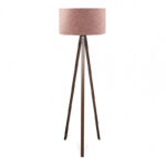 Φωτιστικό δαπέδου Rosling  Mdf/ύφασμα Pvc χρώμα καρυδί - dusty rose 38x38x140εκ.