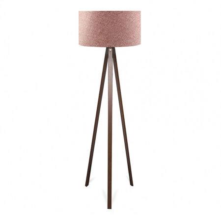 Φωτιστικό δαπέδου Rosling  Mdf/ύφασμα Pvc χρώμα καρυδί - dusty rose 38x38x140εκ.