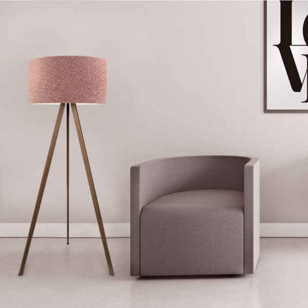 Φωτιστικό δαπέδου Rosling  Mdf/ύφασμα Pvc χρώμα καρυδί - dusty rose 38x38x140εκ.