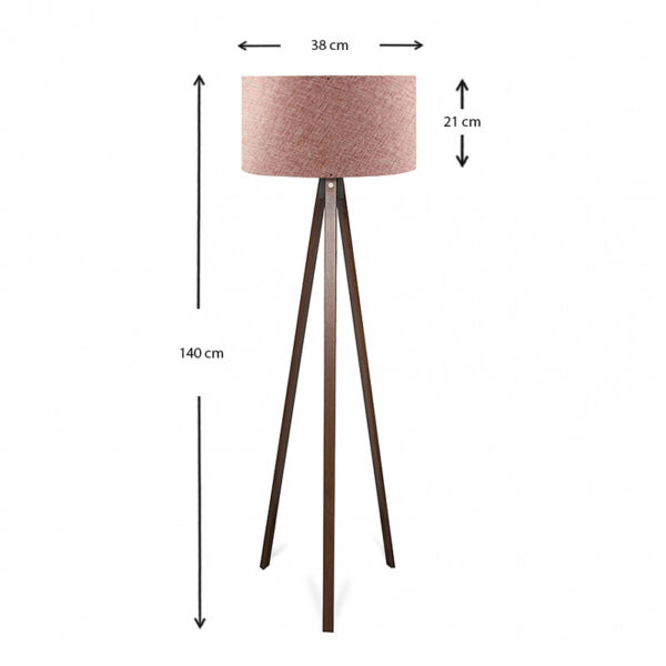 Φωτιστικό δαπέδου Rosling  Mdf/ύφασμα Pvc χρώμα καρυδί - dusty rose 38x38x140εκ.